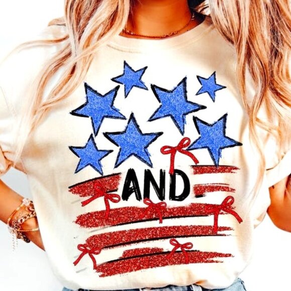 Glitter America Coquette Shirt, America Brushstroke Shirt - Picture 1 of 3